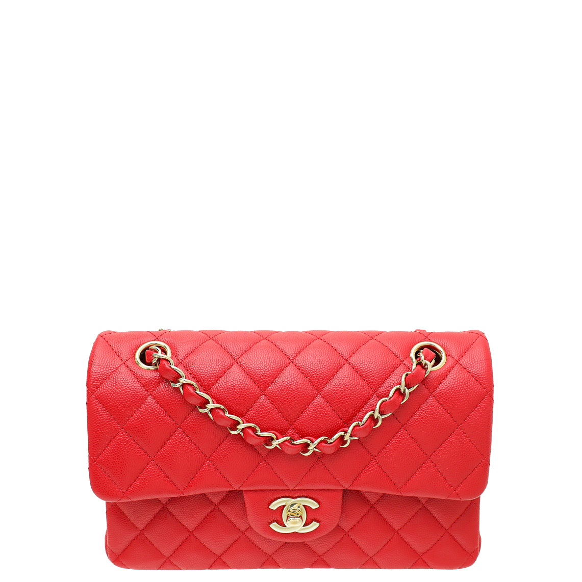 Chanel Red CC Classic Double Flap Small Bag