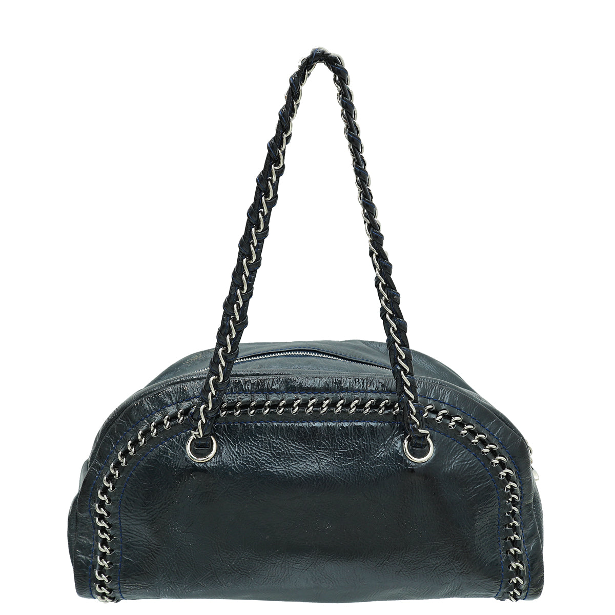 Chanel Navy Blue CC Bowler Luxury Ligne Bag-Chanel-THE CLOSET