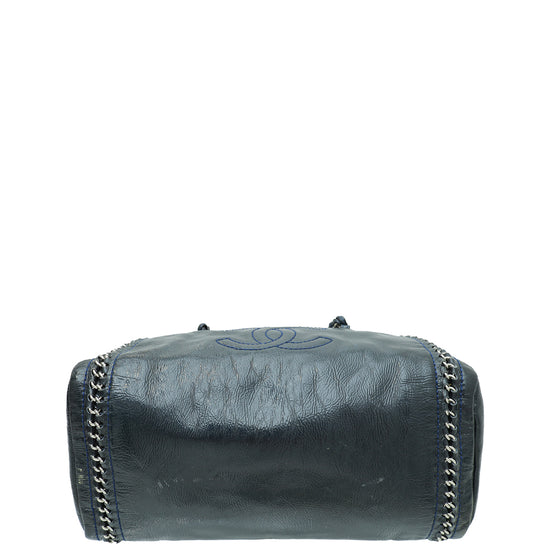 Chanel Navy Blue CC  Bowler Luxury Ligne Bag