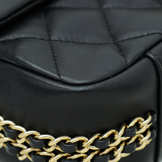 Chanel Black CC Double Chain Strap Small Flap Bag