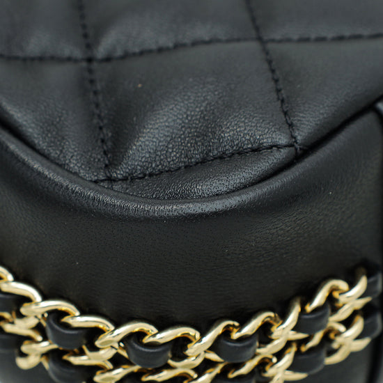 Chanel Black CC Double Chain Strap Small Flap Bag