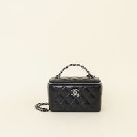 Chanel Black CC Crystal Top Handle Vanity Case