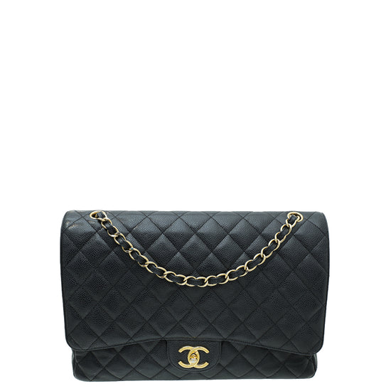 Chanel Black CC Classic Double Flap Maxi Bag