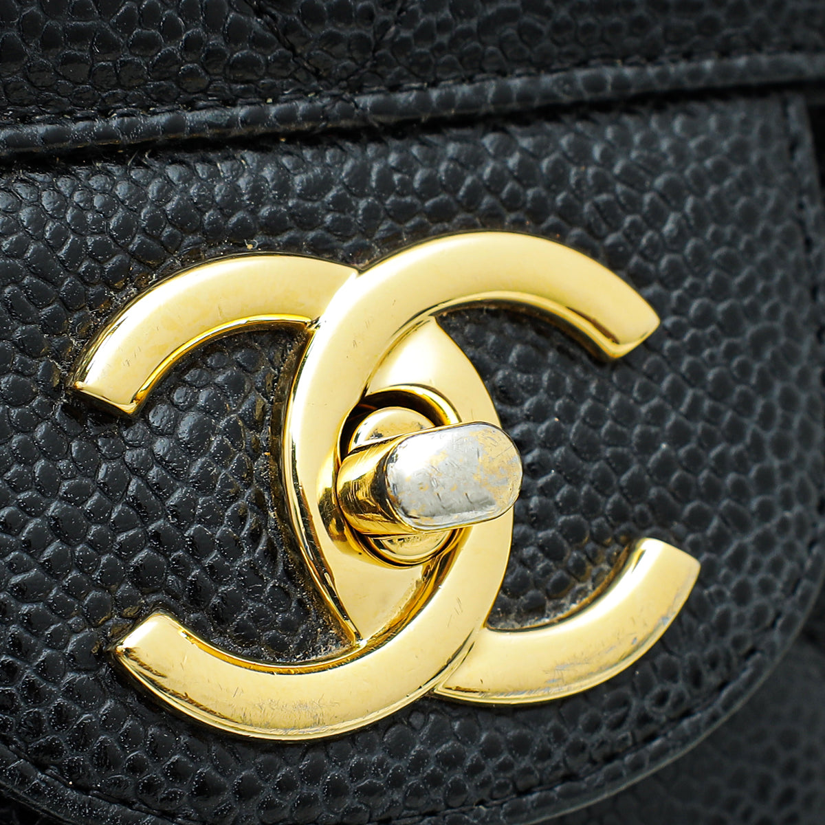 CHANEL VINTAGE CC TURN-LOCK BLACK SATIN QUILTED FLAP BAG