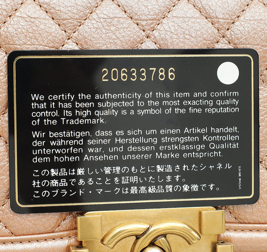 Load image into Gallery viewer, Chanel Metallic Rose Gold Le Boy Small Bag
