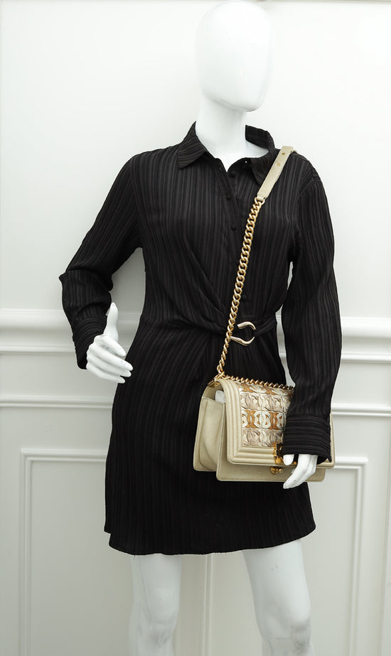 Load image into Gallery viewer, Chanel Bicolor Ltd. Ed. CC Embellished Boy Medium Bag
