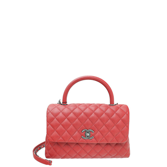 Chanel Red Coco Handle Small Bag
