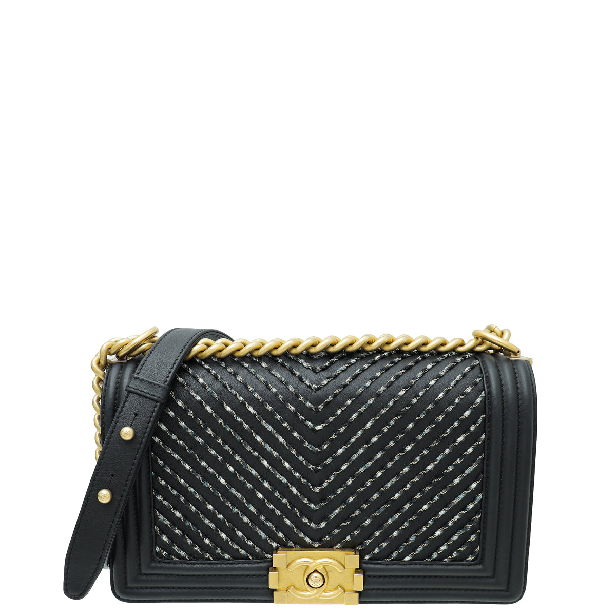 Chanel Black Le Boy Braided Chain Medium Bag-Chanel-THE CLOSET