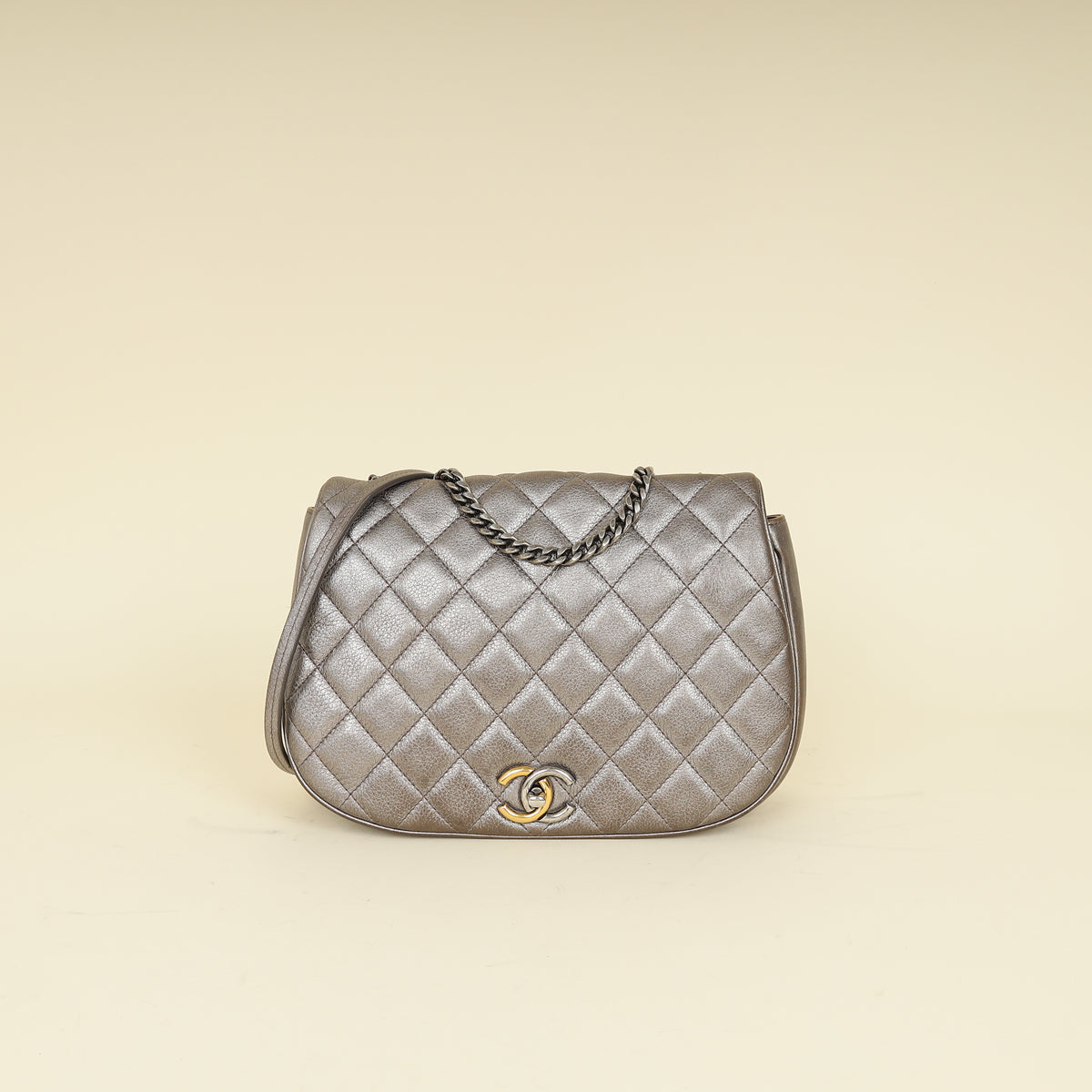 Chanel Metallic Grey CC Casual Pocket Messenger Flap Bag-Chanel-THE CLOSET