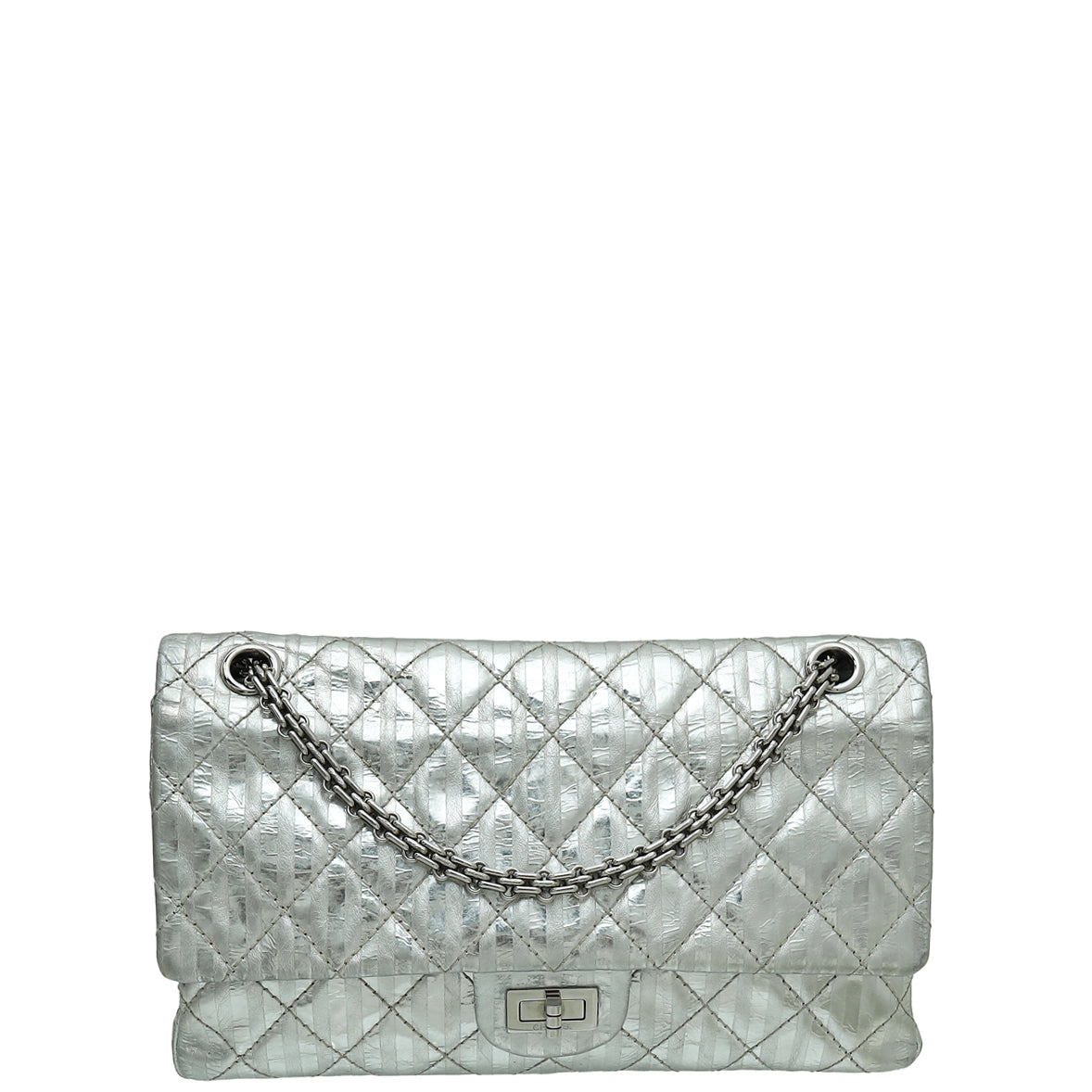 Chanel Silver Reissue 2.55 Striped Double Flap 226 Bag-Chanel-THE CLOSET