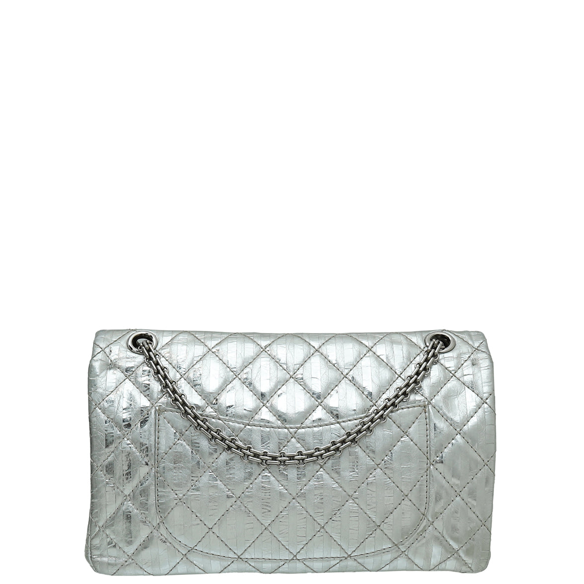 Chanel Silver Reissue 2.55 Striped Double Flap 226 Bag-Chanel-THE CLOSET