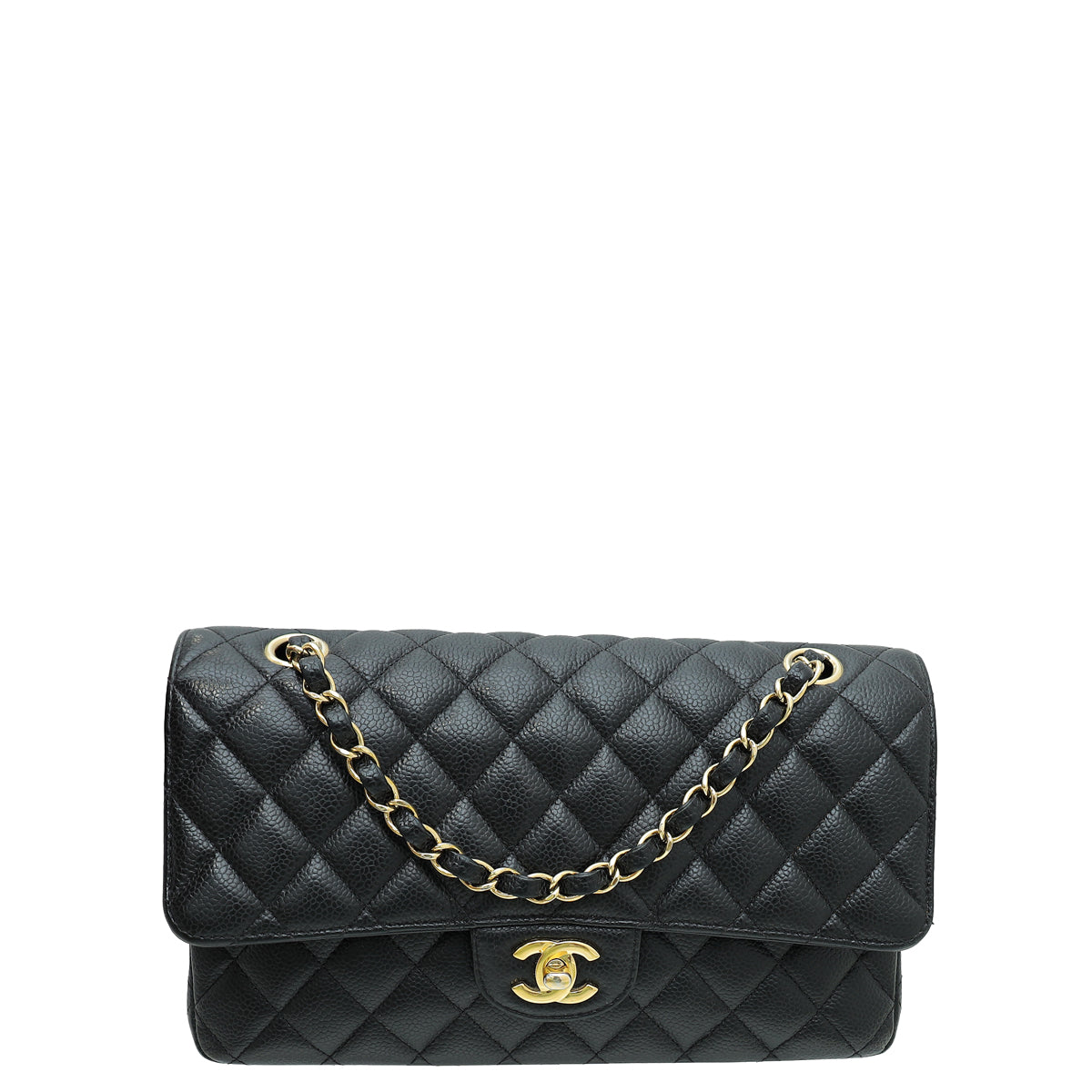 Chanel Classic ML Medium Double Flap Black Lambskin Silver Hardware  Coco  Approved Studio