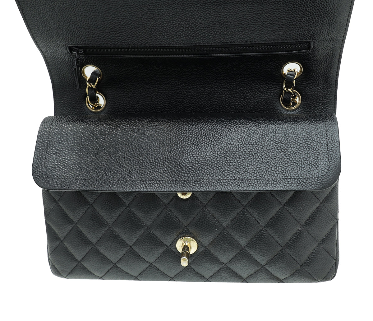 Chanel Black CC Classic Double Flap Medium Bag