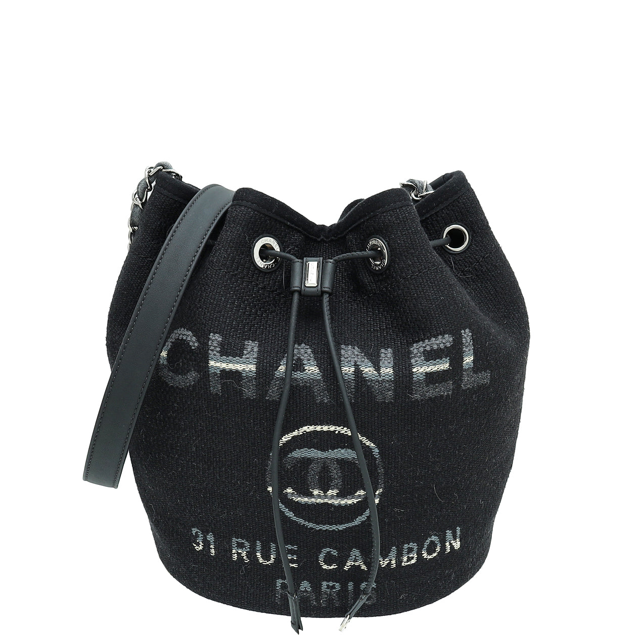 Chanel Black CC Deauville Drawstring Bucket Bag-Chanel-THE CLOSET