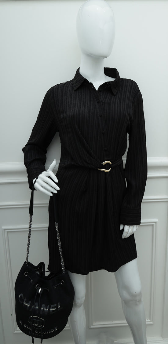 Chanel Black CC Deauville Drawstring Bucket Bag