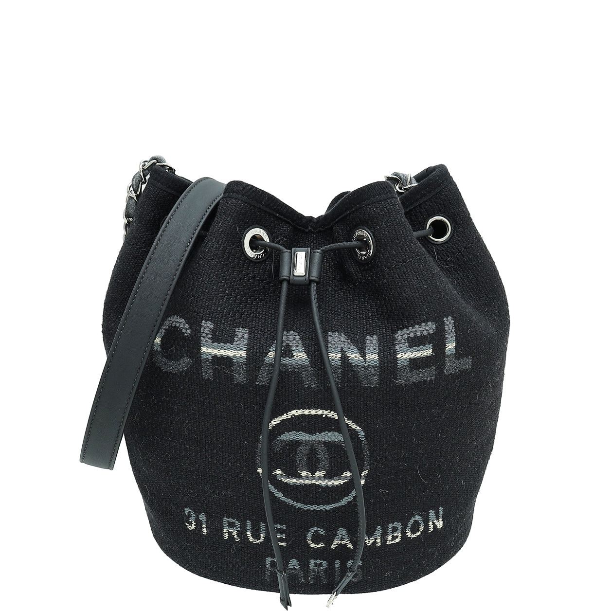 Chanel Black CC Deauville Drawstring Bucket Bag – The Closet