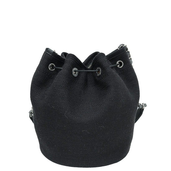 Chanel Black CC Deauville Drawstring Bucket Bag
