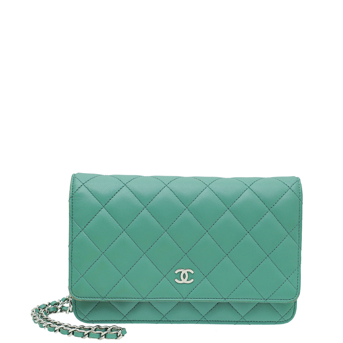 Chanel Green CC Classic Wallet On Chain-Chanel-THE CLOSET