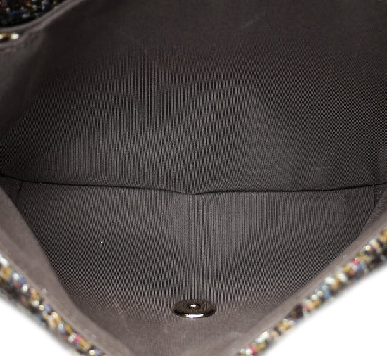 Chanel Brown Multicolor CC Wood Coco Handle Tweed Mini Flap Bag