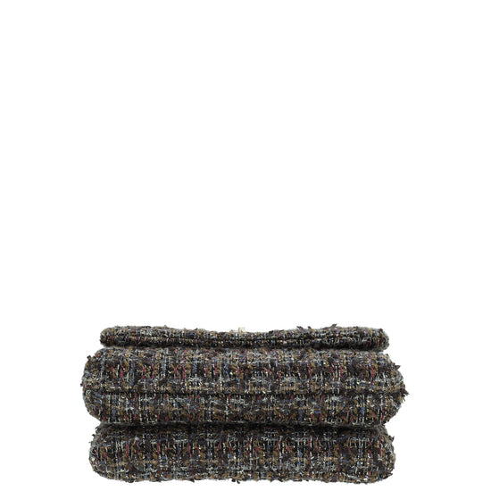 Chanel Brown Multicolor CC Wood Coco Handle Tweed Mini Flap Bag