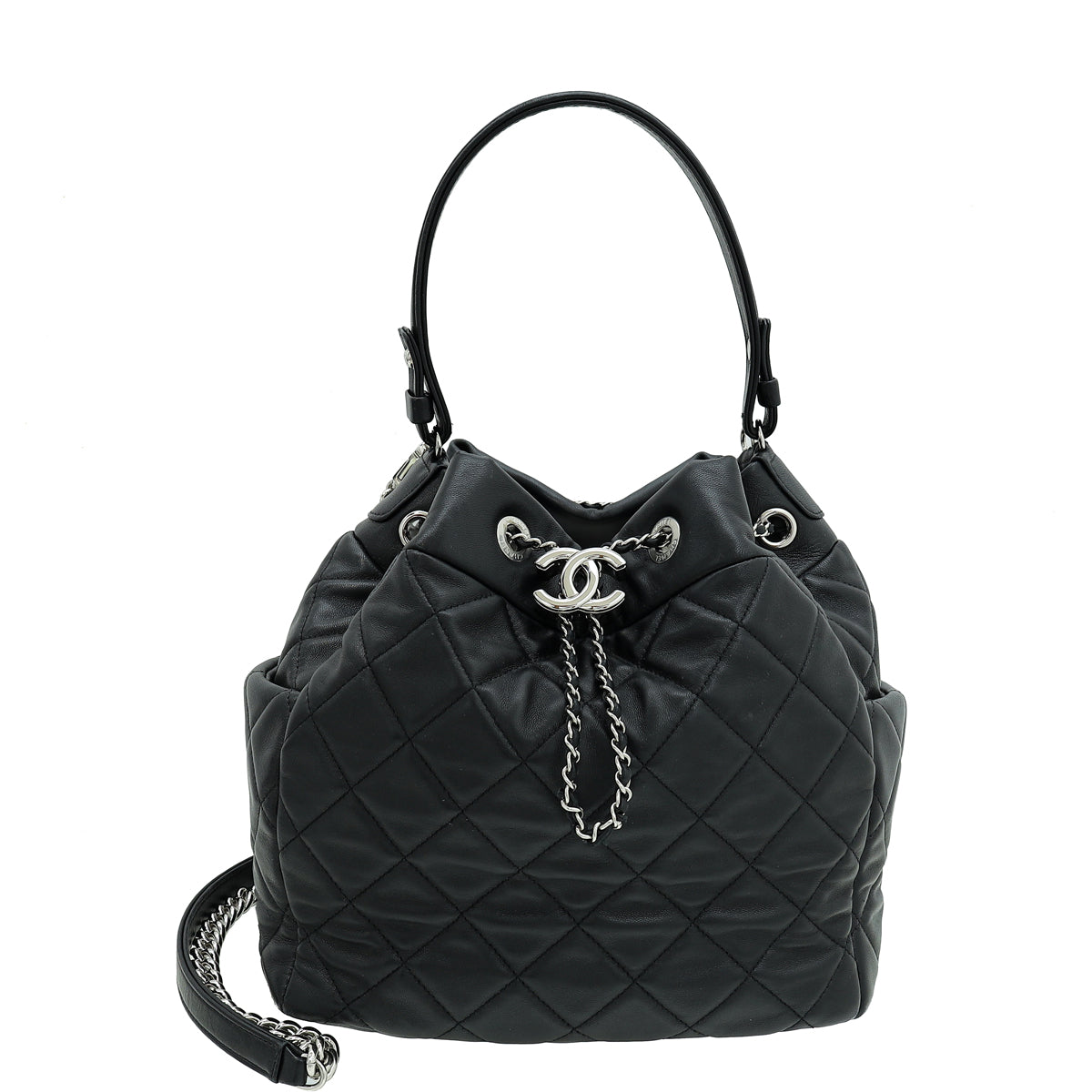 Chanel Black CC Chain Drawstring Bucket Bag-Chanel-THE CLOSET