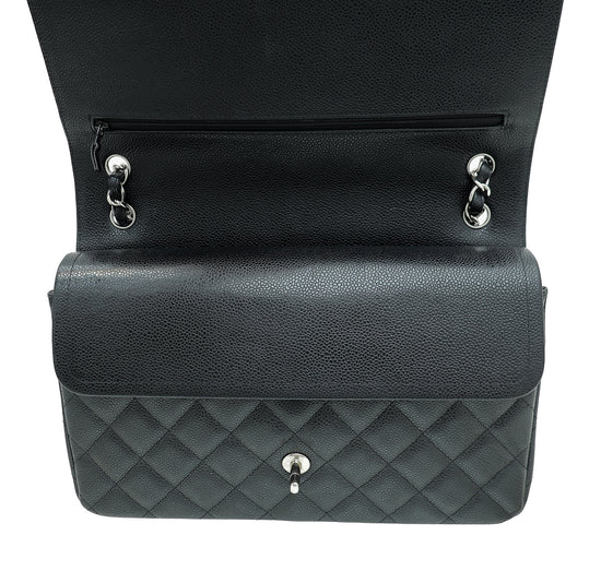 Chanel Black CC Classic Double Flap Jumbo Bag