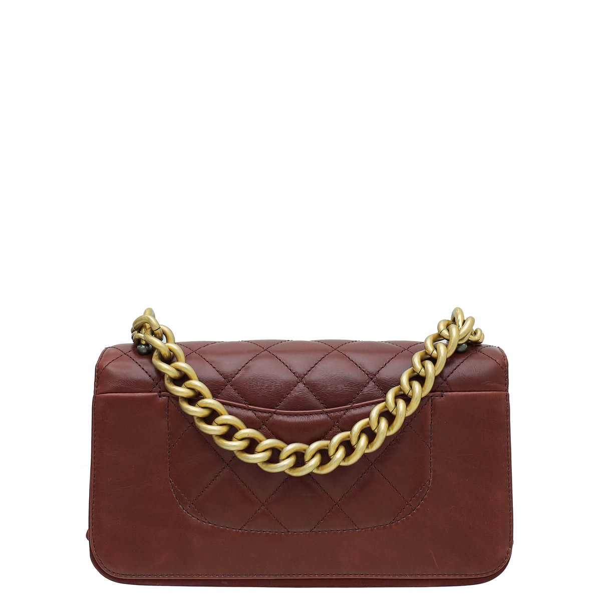Chanel Brown Red CC Straight Lined Flap Small Bag-Chanel-THE CLOSET