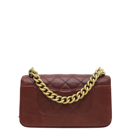 Chanel Brown Red CC Straight Lined Flap Small Bag – The Closet