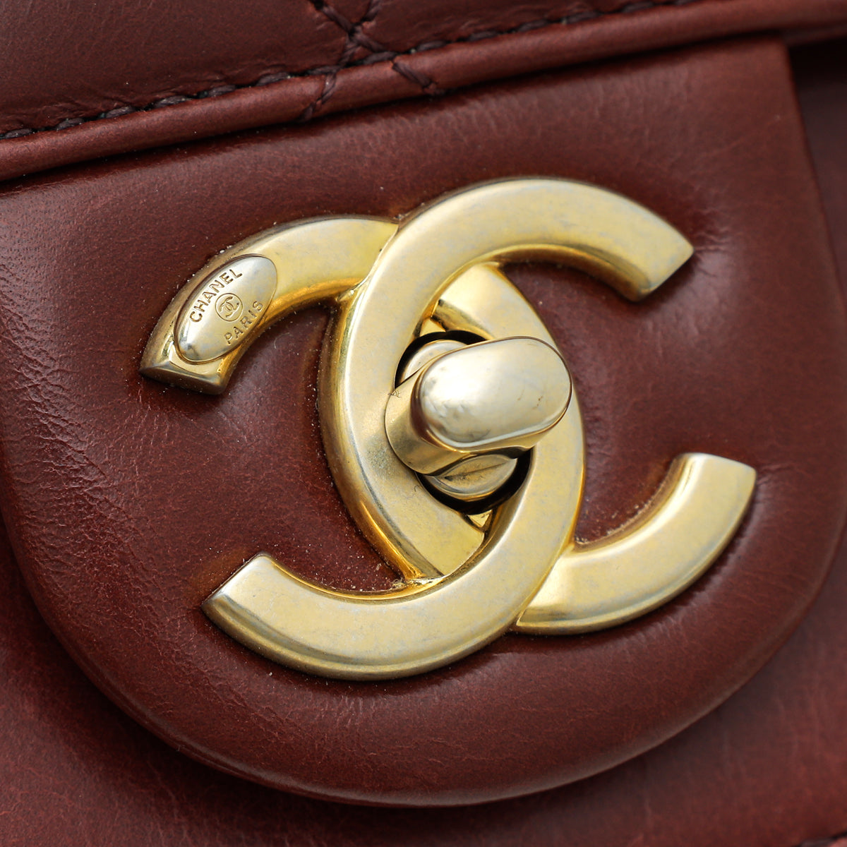 Chanel Brown Red CC Straight Lined Flap Small Bag – The Closet