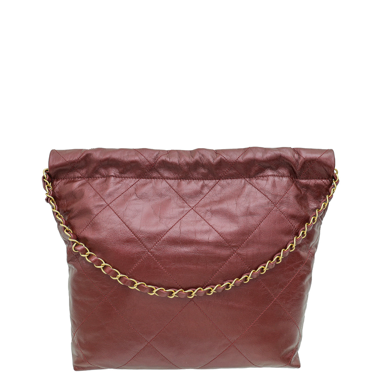 Chanel Burgundy Shiny 22 Small Hobo Bag