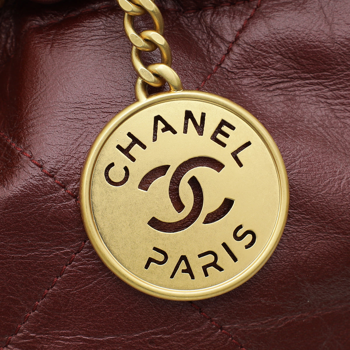 Chanel Burgundy Shiny 22 Small Hobo Bag