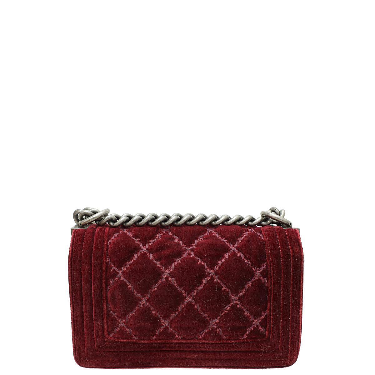 Chanel Burgundy Velvet Le Boy Small Flap Bag-Chanel-THE CLOSET
