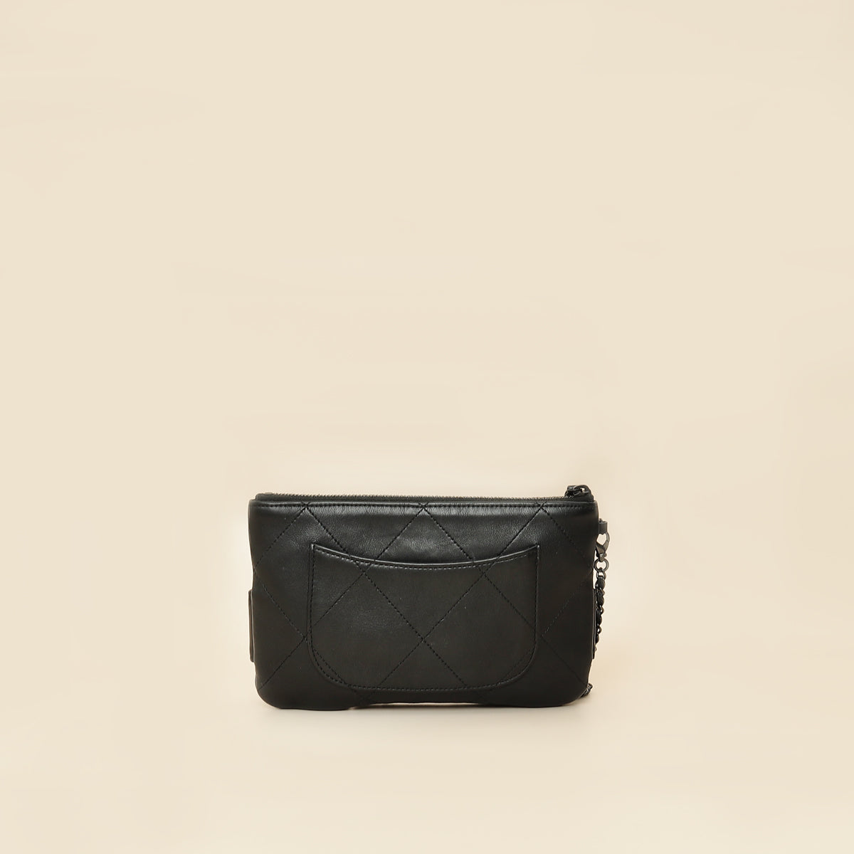 Chanel Black Logo Quilted Cosmetic Case With Chain Wrist-Chanel-THE CLOSET