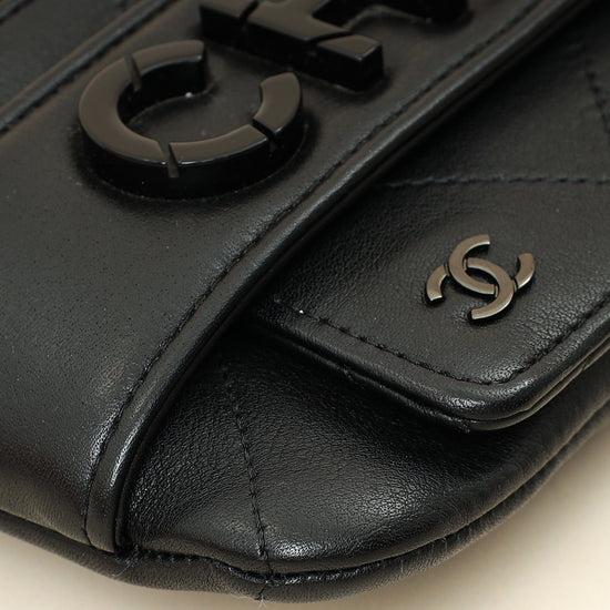 Chanel Black Logo Quilted Cosmetic Case With Chain Wrist-Chanel-THE CLOSET