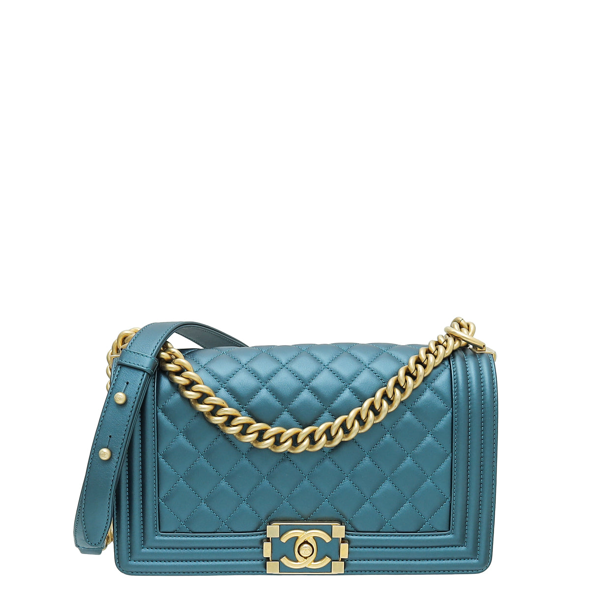 Chanel Metallic Bluegreen Le Boy - Spring/Summer Medium Bag-Chanel-THE CLOSET