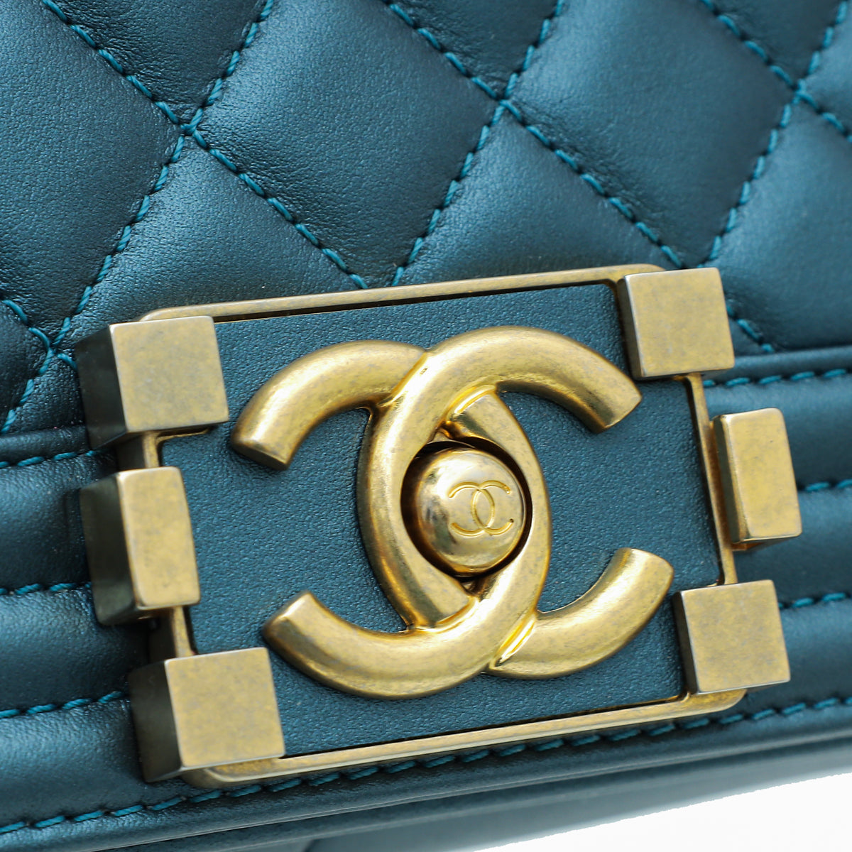 Chanel Metallic Bluegreen Le Boy - Spring/Summer Medium Bag