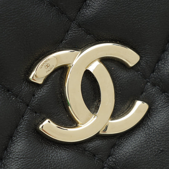 Chanel Black CC Phone Compact Holder With Chain