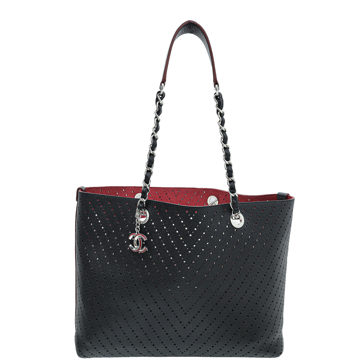 Chanel Black CC Perforated Large Shopping Tote Bag-Chanel-THE CLOSET