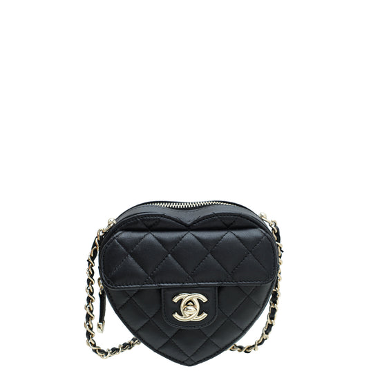Chanel Black CC In Love Heart Mini Bag – The Closet