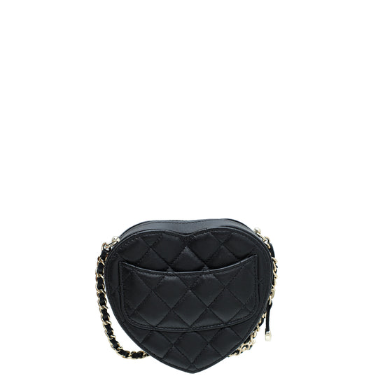 Chanel Black CC In Love Heart Mini Bag