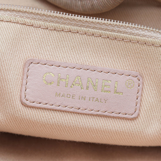 Chanel Pink Straw Lurex Small Deauville Tote Bag