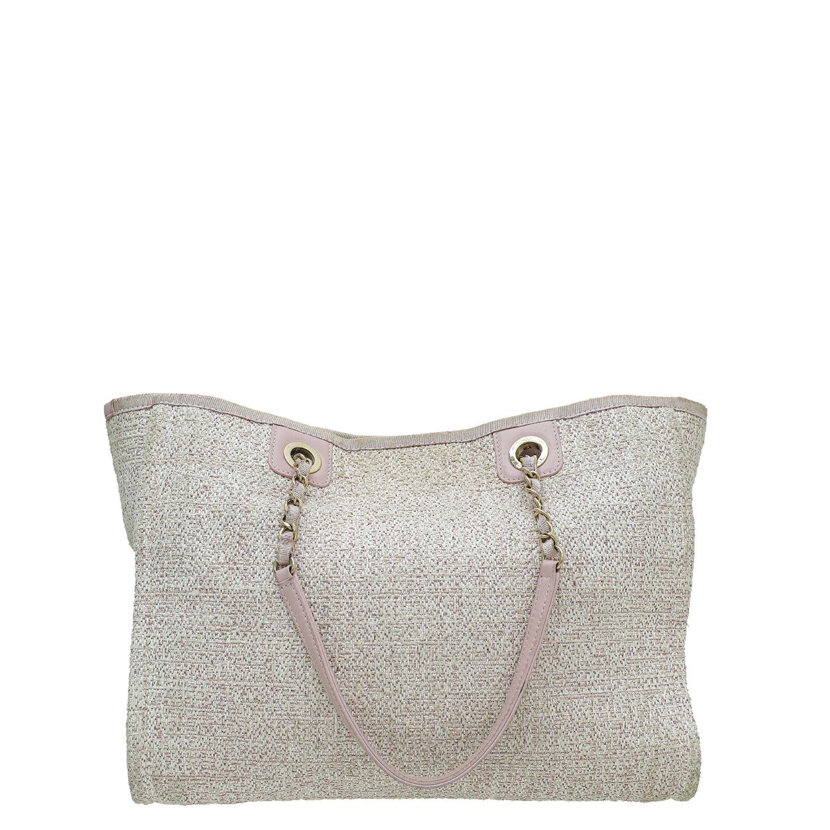 Chanel Pink Straw Lurex Small Deauville Tote Bag-Chanel-THE CLOSET