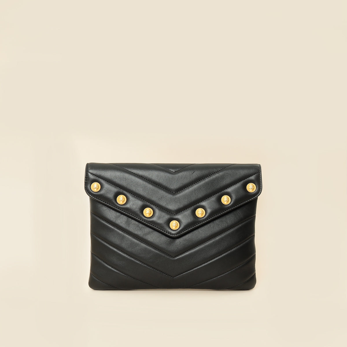 Chanel Black CC Button Chevron Flap Clutch-Chanel-THE CLOSET