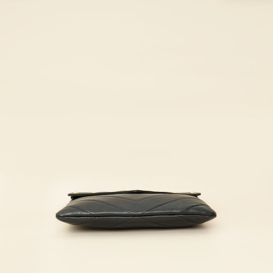 Chanel Black CC Button Chevron Flap Clutch-Chanel-THE CLOSET