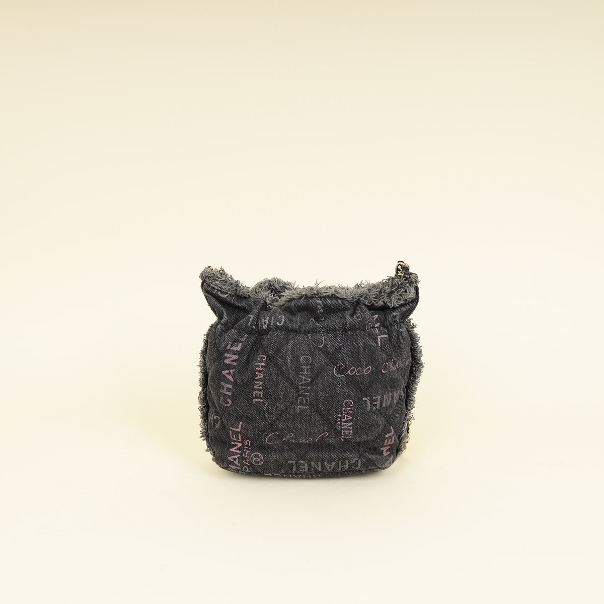 Chanel Black Multicolor CC Denim Quilted Mood Mini Bucket Bag With Chain-Chanel-THE CLOSET