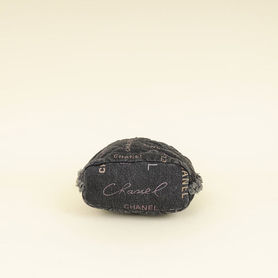 Chanel Black Multicolor CC Denim Quilted Mood Mini Bucket Bag With Chain-Chanel-THE CLOSET