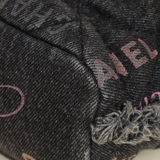 Chanel Black Multicolor CC Denim Quilted Mood Mini Bucket Bag With Chain-Chanel-THE CLOSET