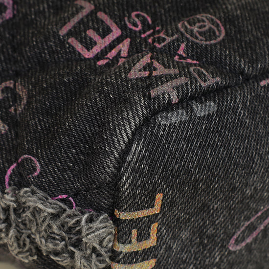 Chanel Black Multicolor CC Denim Quilted Mood Mini Bucket Bag With Chain-Chanel-THE CLOSET