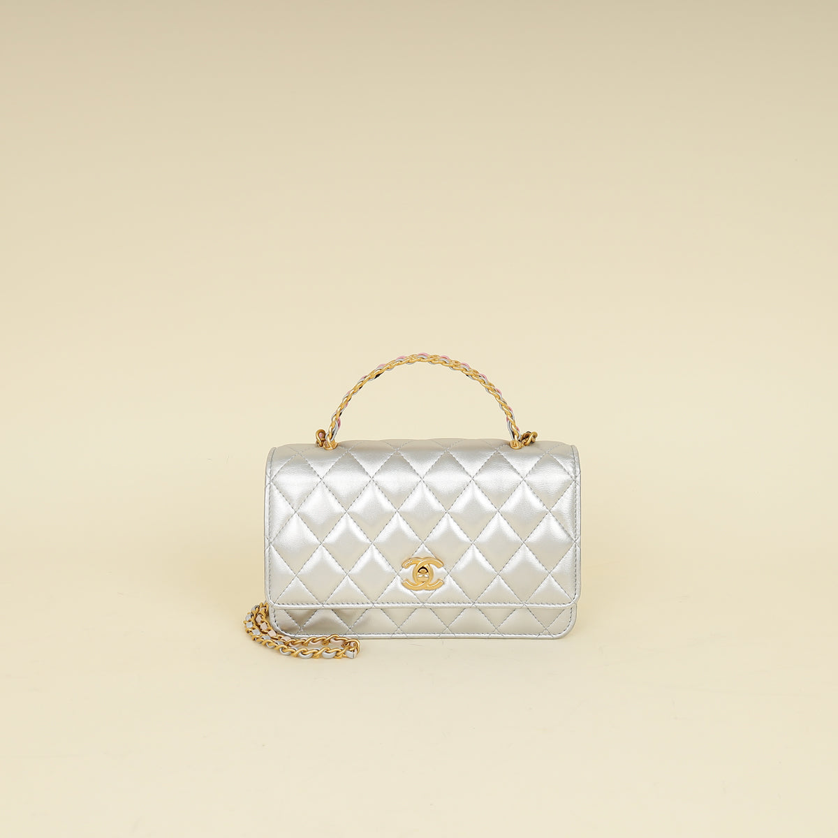 Chanel Silver CC Top Handle Wallet On Chain-Chanel-THE CLOSET