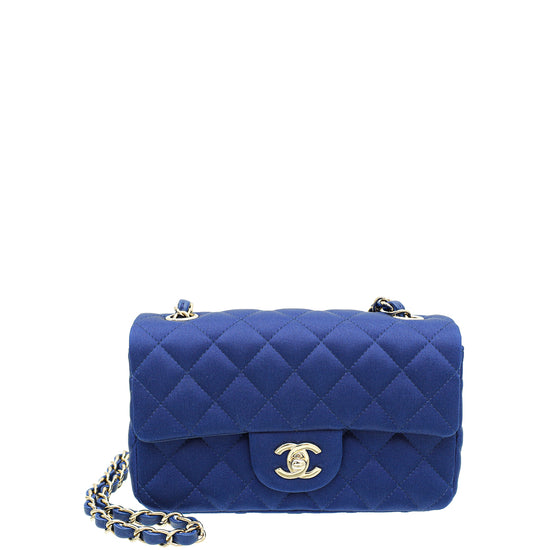 Chanel Blue Satin CC Classic Mini Rectangular Flap Bag